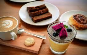 Coffee and cakes at Godspeed Mawi surf-lifestyle cafe near Mawi, Lombok